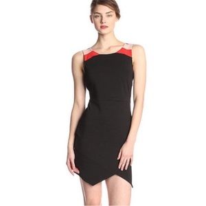Sanctuary Black Textured Dress with Red Pink Accents S